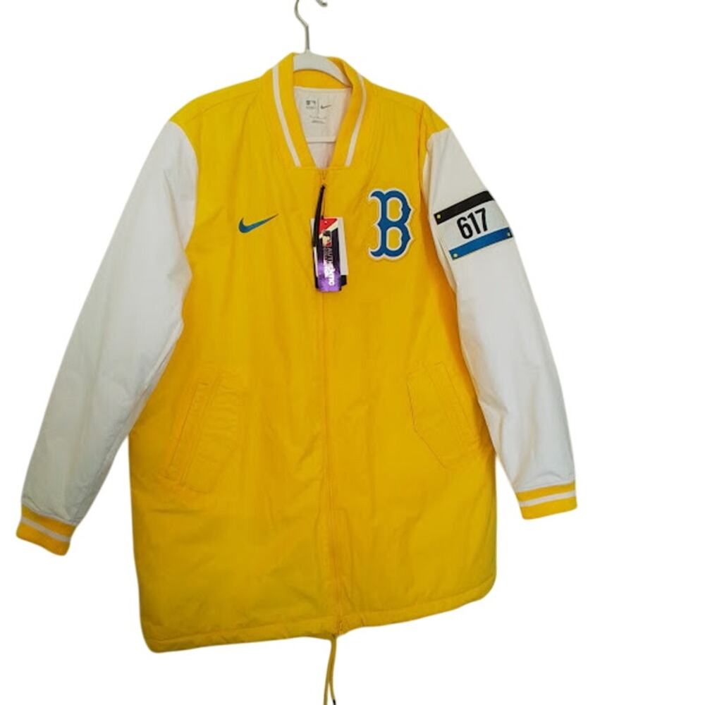 Nike‎ MLB Authentic Boston Red Sox City Connect Dugout Jacket Yellow XL NWT